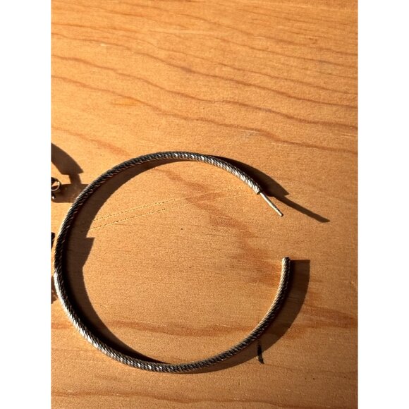 Sterling Silver Textured Hoop Earrings 925 Made In Italy 6.37g Lightweight - Picture 6 of 7